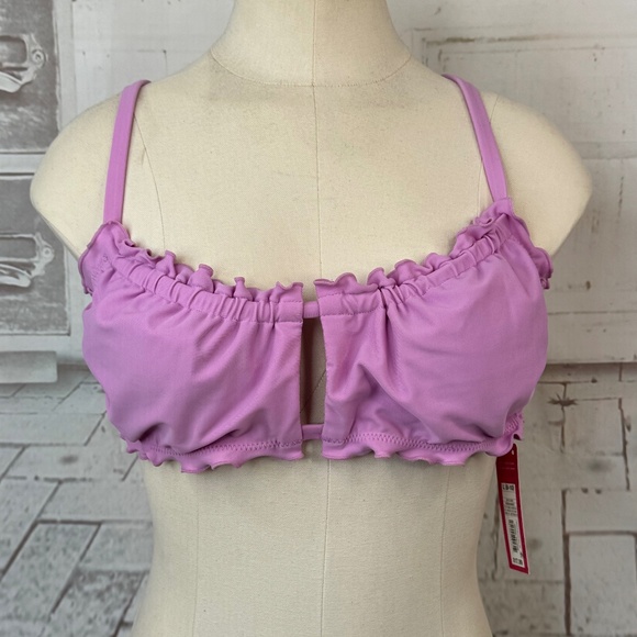 Xhilaration Juniors Pink Ruffle Adj. Straps Orchid Bikini Top Sz. Large L 8 10 - Picture 1 of 10